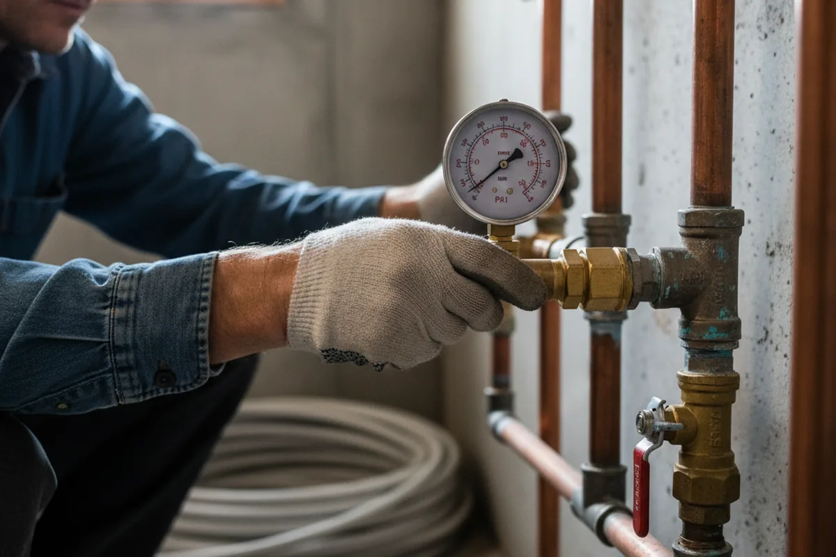 Pressure testing a repaired line during Water Line Repair in Henryetta